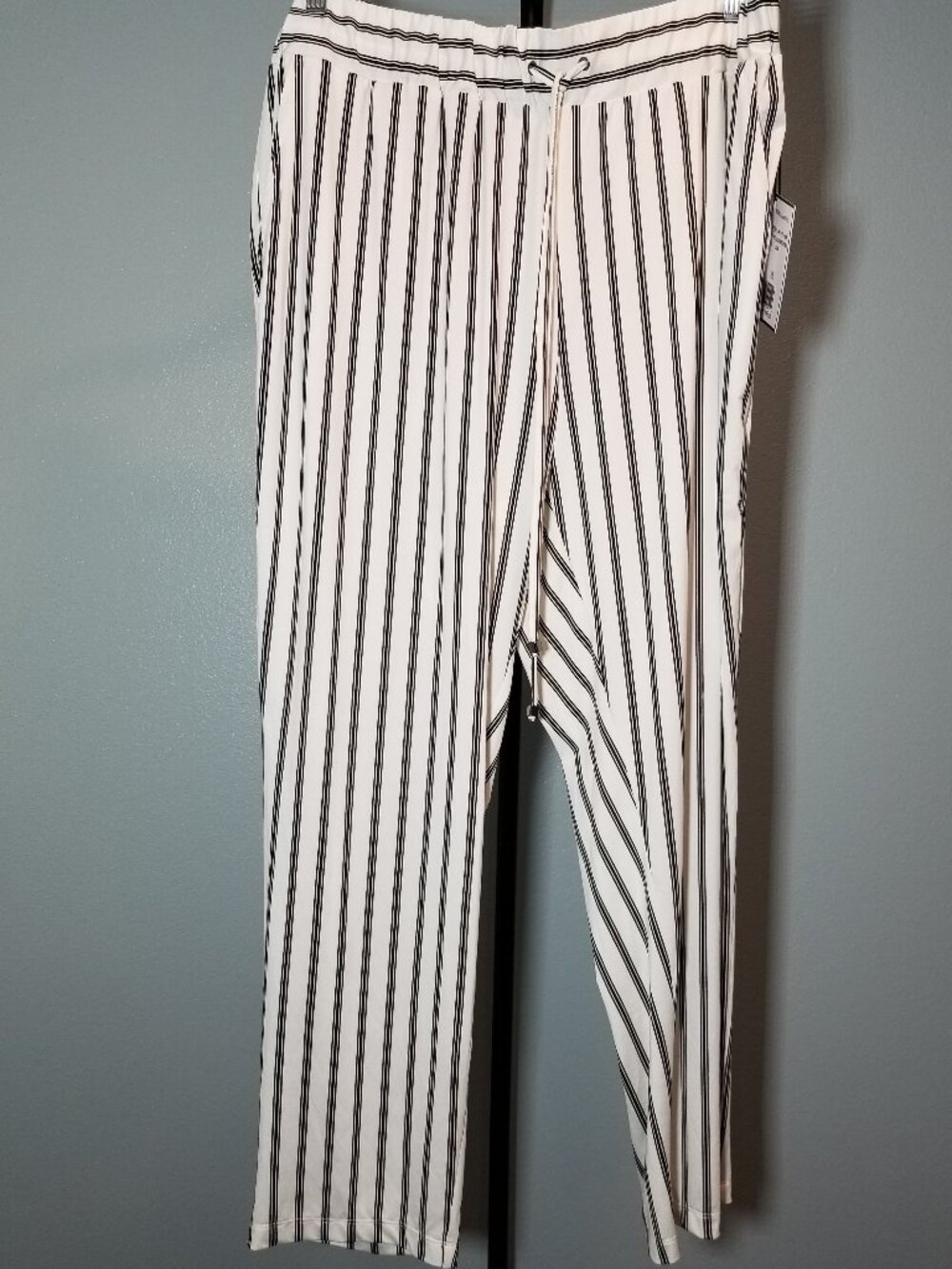 Robert Louis Womens 3X Ivory Black Striped Pants Office Boho Hippie City NWT